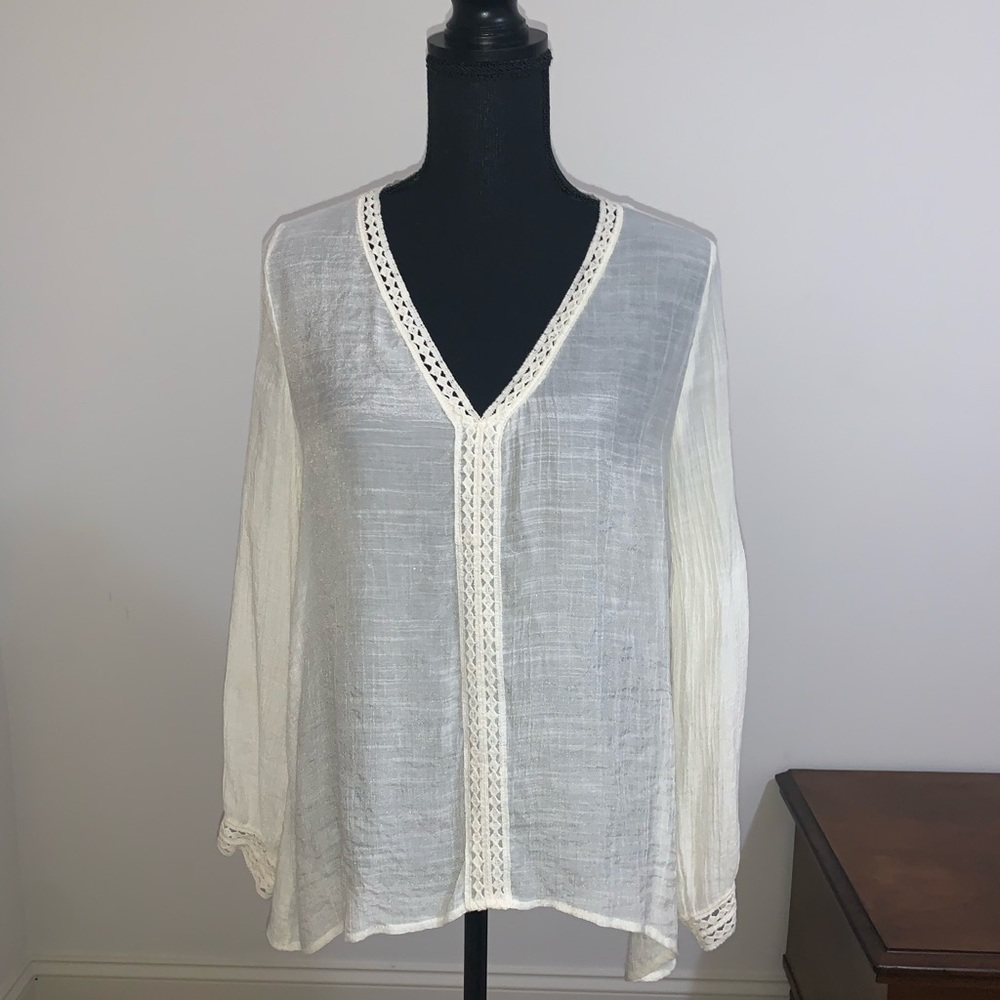Cute Boho sheer cream top from Sweet Wanderer. Size M.
